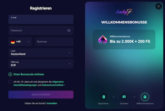 Lucky7 Anmeldung reg